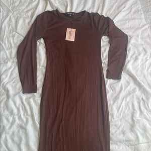 Missguided brown petite maxi dress